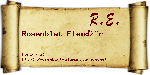 Rosenblat Elemér névjegykártya